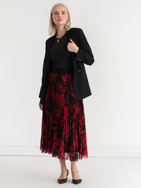 Release Pleat Midi Skirt in Red Floral Print