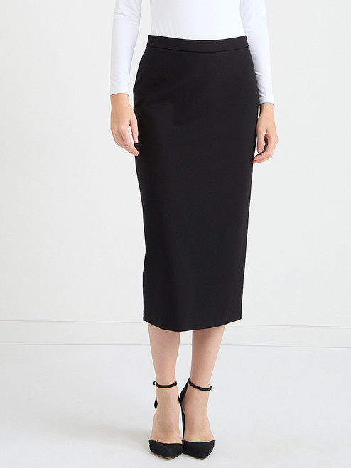 Midi Pencil Skirt in Luxe Ponte in Black