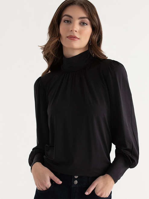 Mock Neck Top in Black