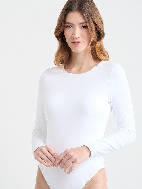 トップス emilyoda Ripple Knit Bodysuit Off White Crew Neck Bodysuit Brown – emilyoda