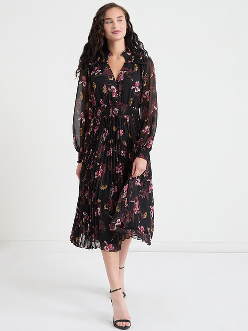 Long Sleeve Chiffon Midi Dress