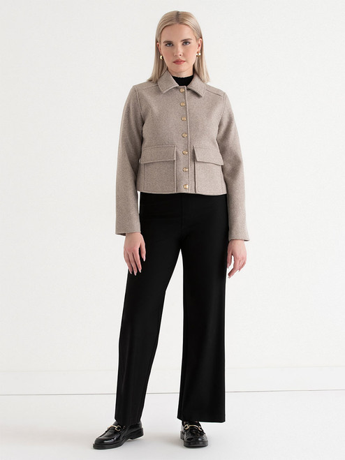 Cropped Felt Jacket in Oatmeal