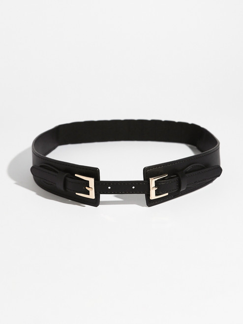 Gold Square Buckle Stretchy Belt