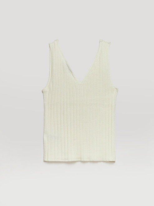 Ribbed V-Neck Tank Top in Blanc de Blanc