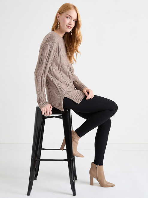 Crew Neck Cable Tunic Sweater