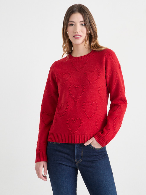 Crewneck Pompom Heart Sweater