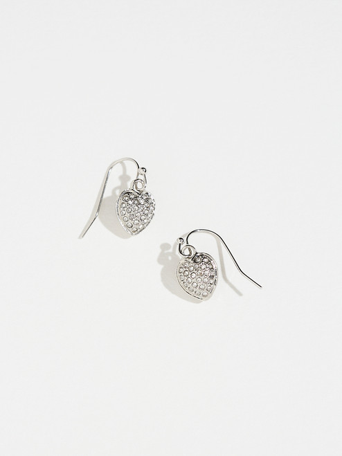 Pave Heart Drop Earrings
