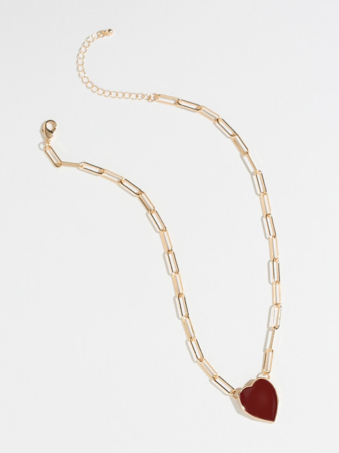 Short Necklace with Heart on Paperclip