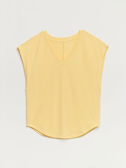 Holly V-Neck Hacci Top in Pale Banana