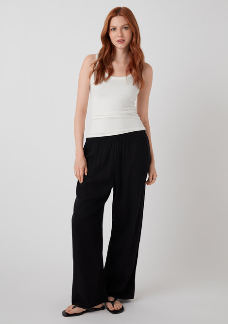 Linen-Blend Wide-Leg Pant