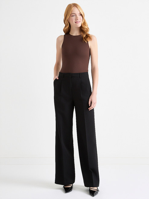 Pleated Super High Rise Wide Leg Pant