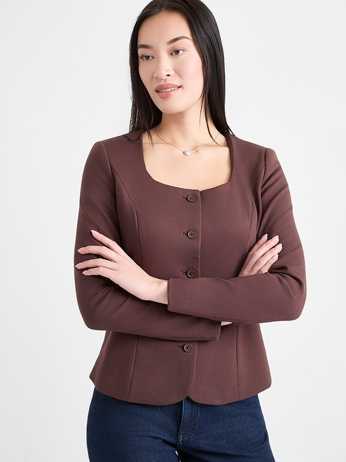 Ponte Scoop Neck Blazer