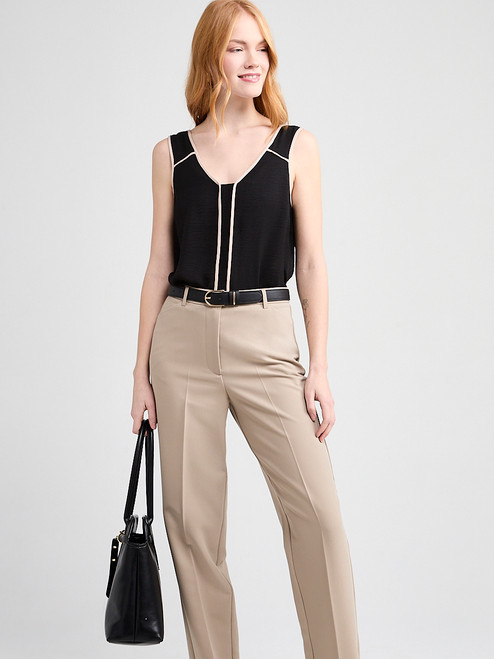 Contrast Trim V-Neck Blouse