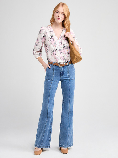 Cotton Blouse with 3/4 Sleeves