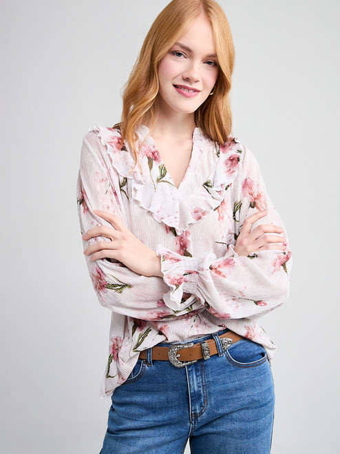 Long Sleeve Knit Ruffle Top
