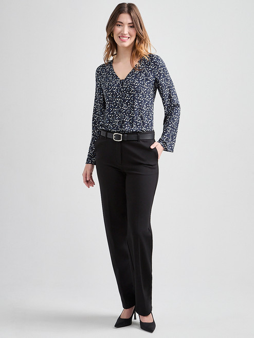 Long-Sleeved V-Neck Button Blouse