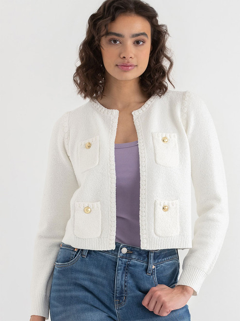 Boucle Sweater Jacket in Lucent White