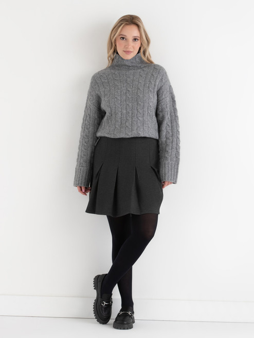 Flippy Pleated Mini Skirt in Charcoal