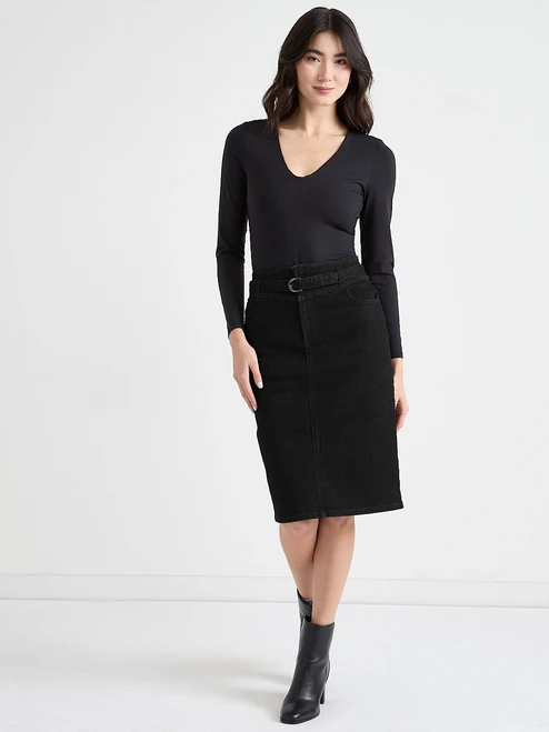 Black Trinny Belted Skirt