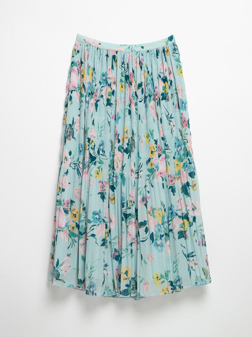 Blooming Floral Chiffon Micro Pleat Skirt