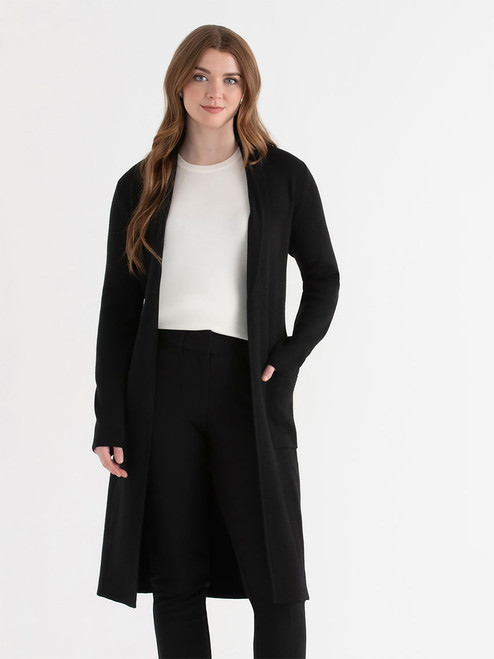 Black Long Cardigan with Tie Belt 