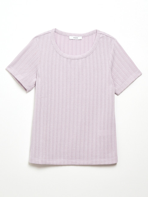 Short Sleeve Pointelle T-Shirt in Lilac