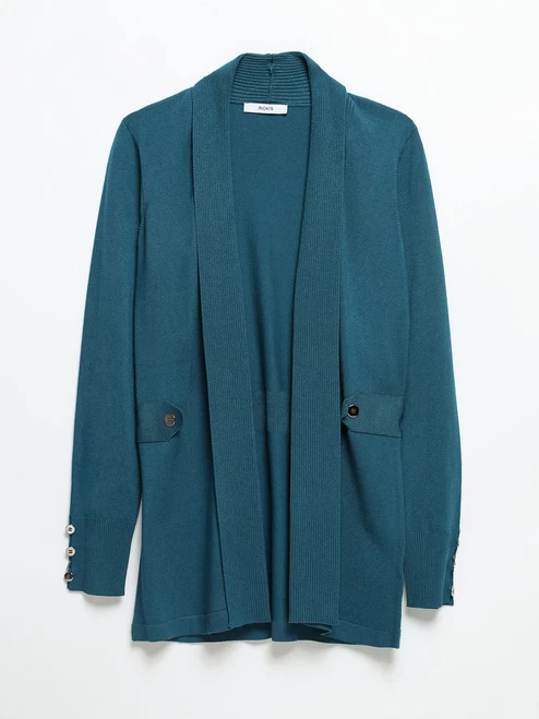 Lyon's Blue Cardigan with Side Tab Buttons