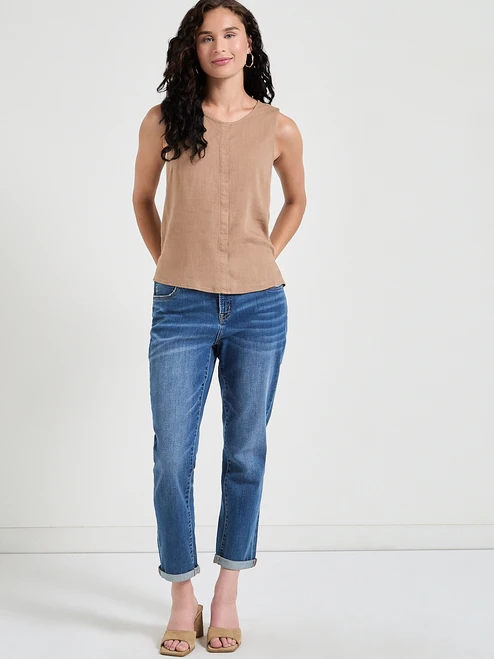 Sinopia Fresco Sleeveless Linen Shell Blouse