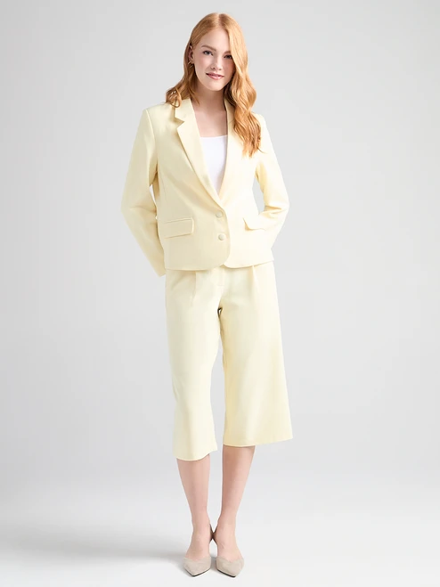 2-Button Notch Collar Blazer in Soft Yellow