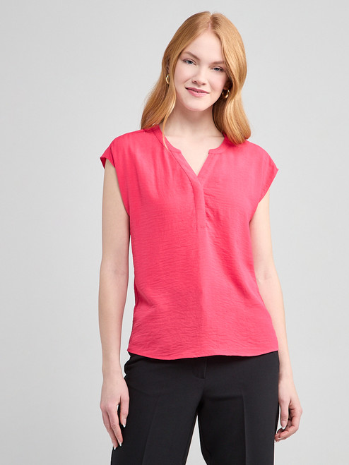 Extended Sleeve Henley in Raspberry