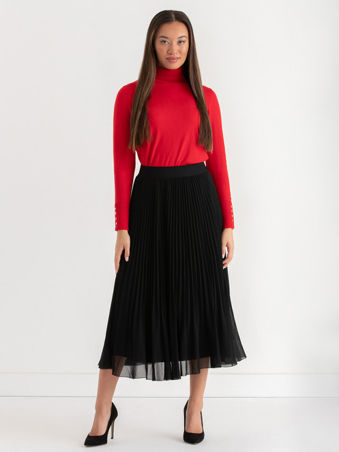 Release Pleat Black Midi Skirt