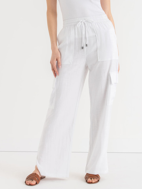 Linen Blend Pull-On Cargo Pant