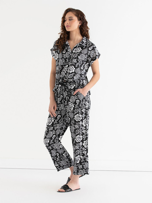 Viscose Linen Pull-On Cropped Leg Pant
