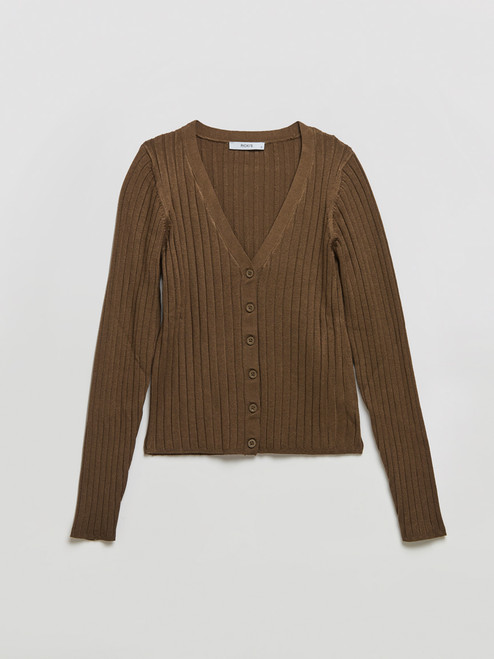 V-Neck Rib Cardigan