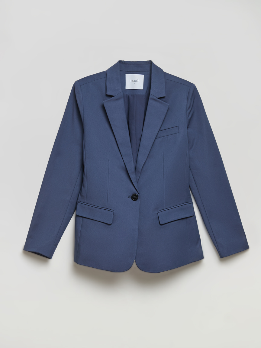 Single Button Cotton Sateen Blazer