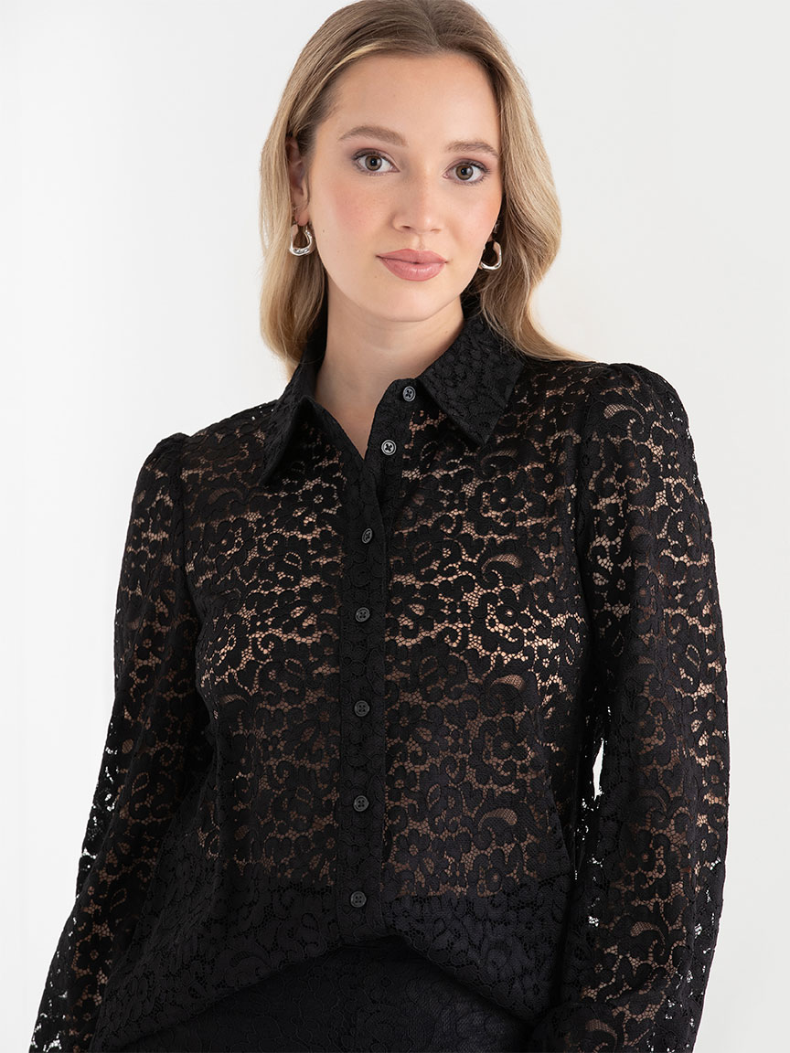 Lace Collared Blouse Black