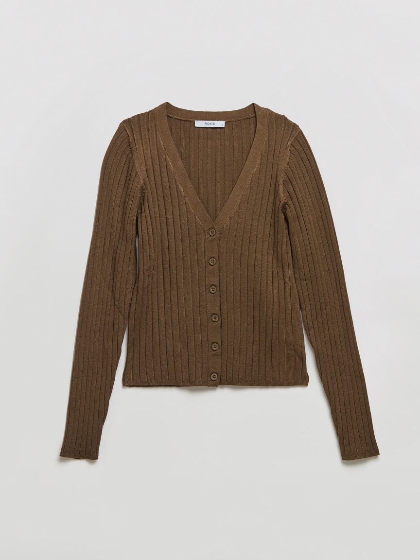 V-Neck Rib Cardigan