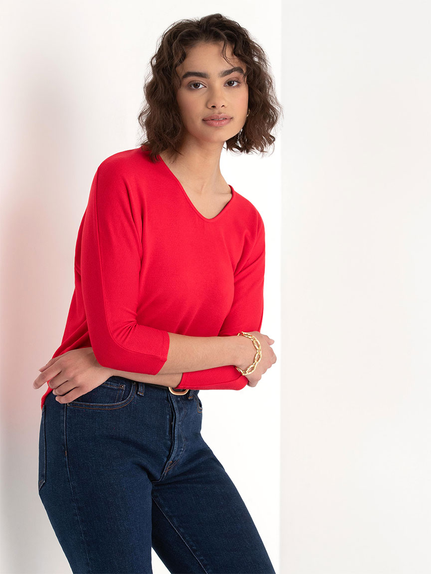 V-Neck Hacci Knit Top