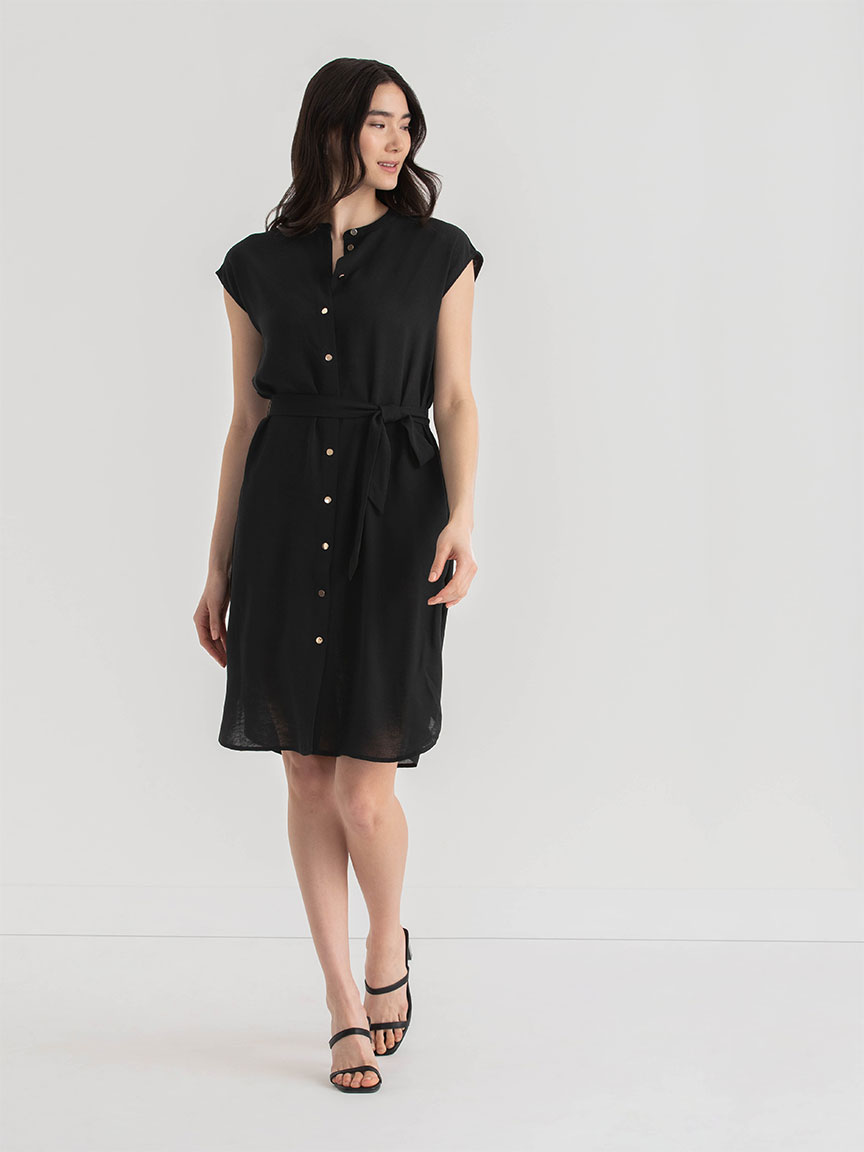 Air Cylinder Henley Dress Black
