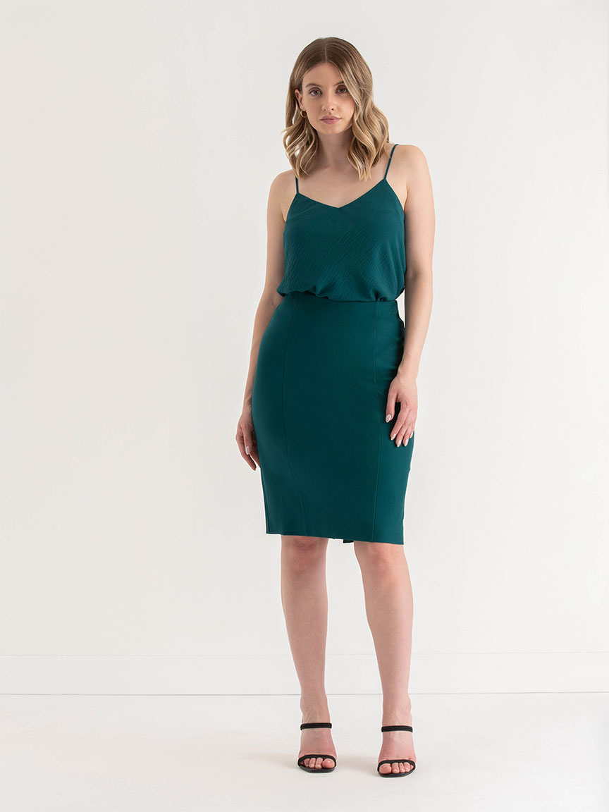Deep Teal Pencil Skirt Ponte