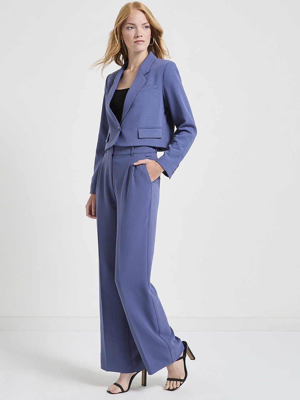 Maxwell Pleated Wide Leg Crepe Pant