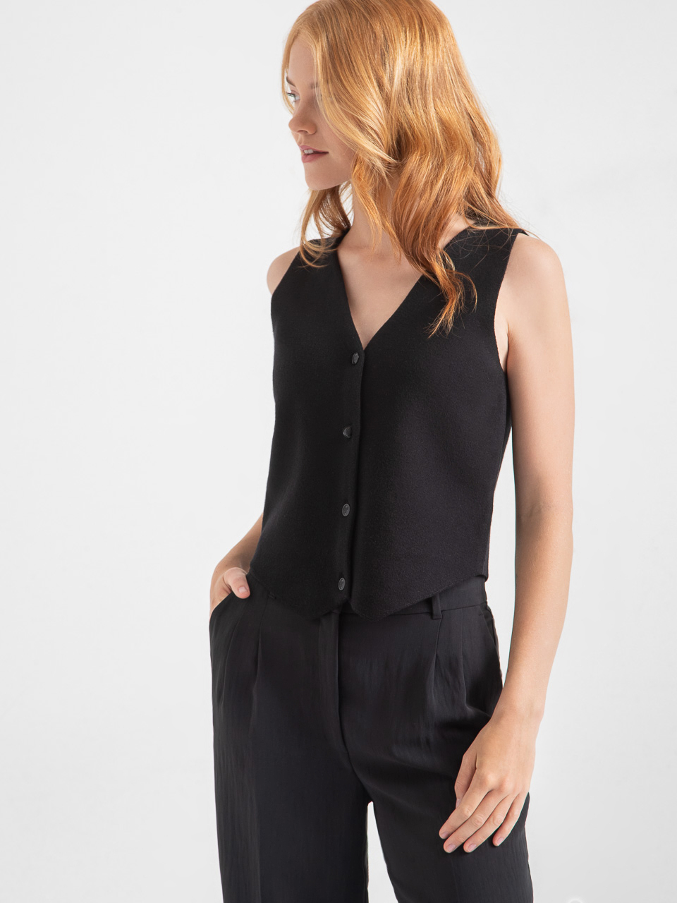 Button Front Knit Vest