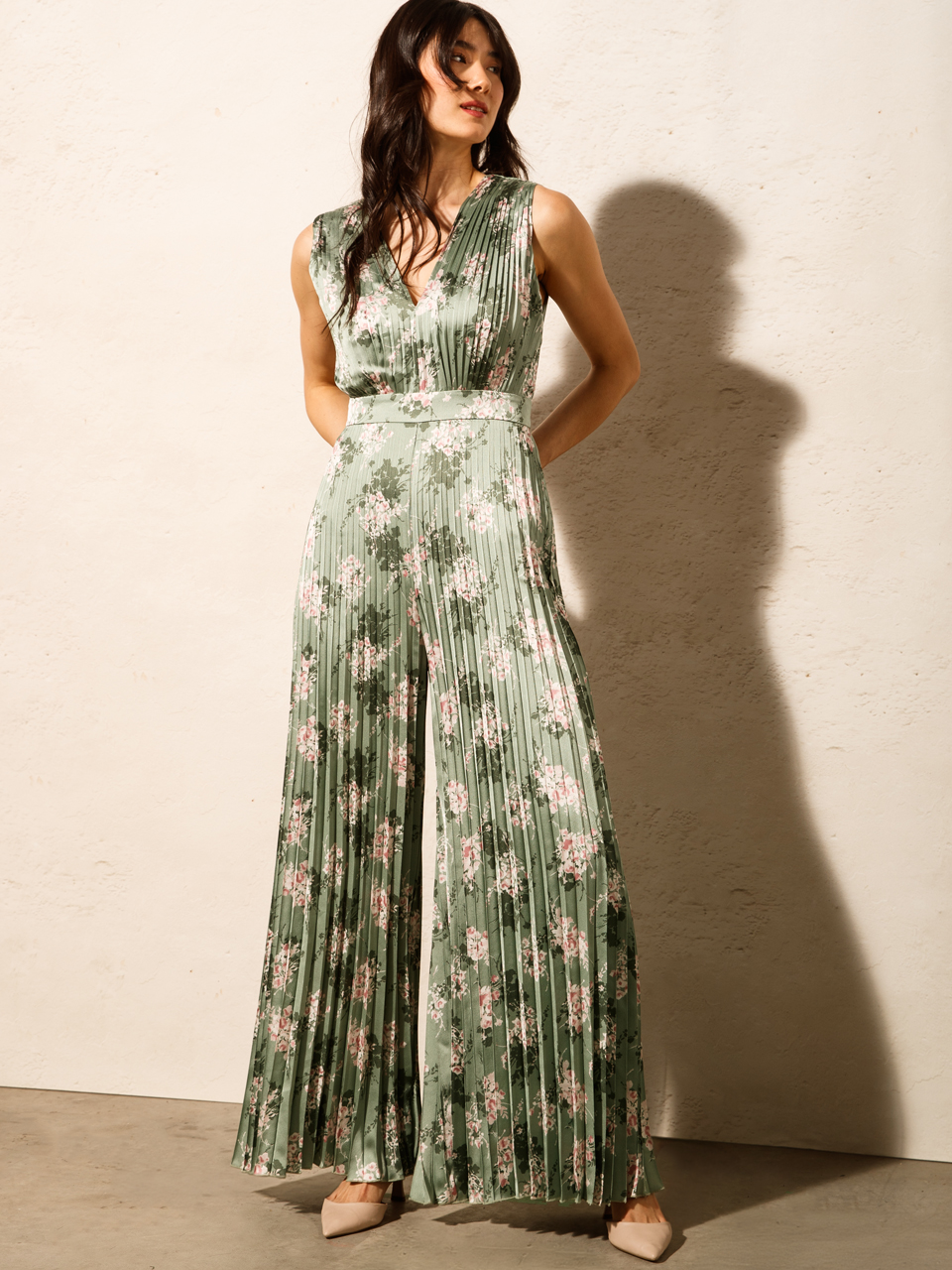 Satin Pleated Jumpsuit