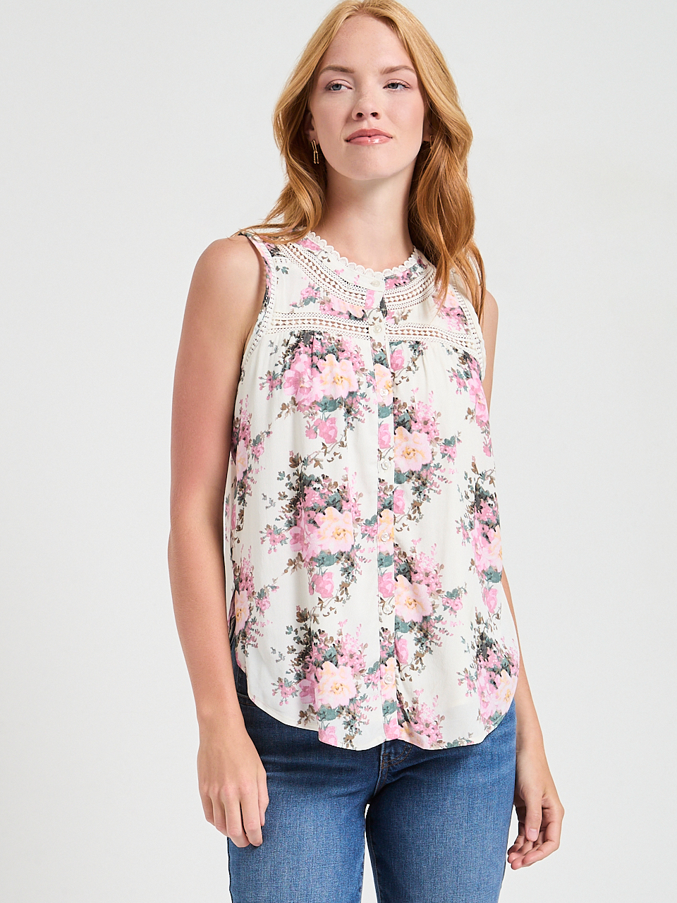 Sleeveless Crochet Insert Top