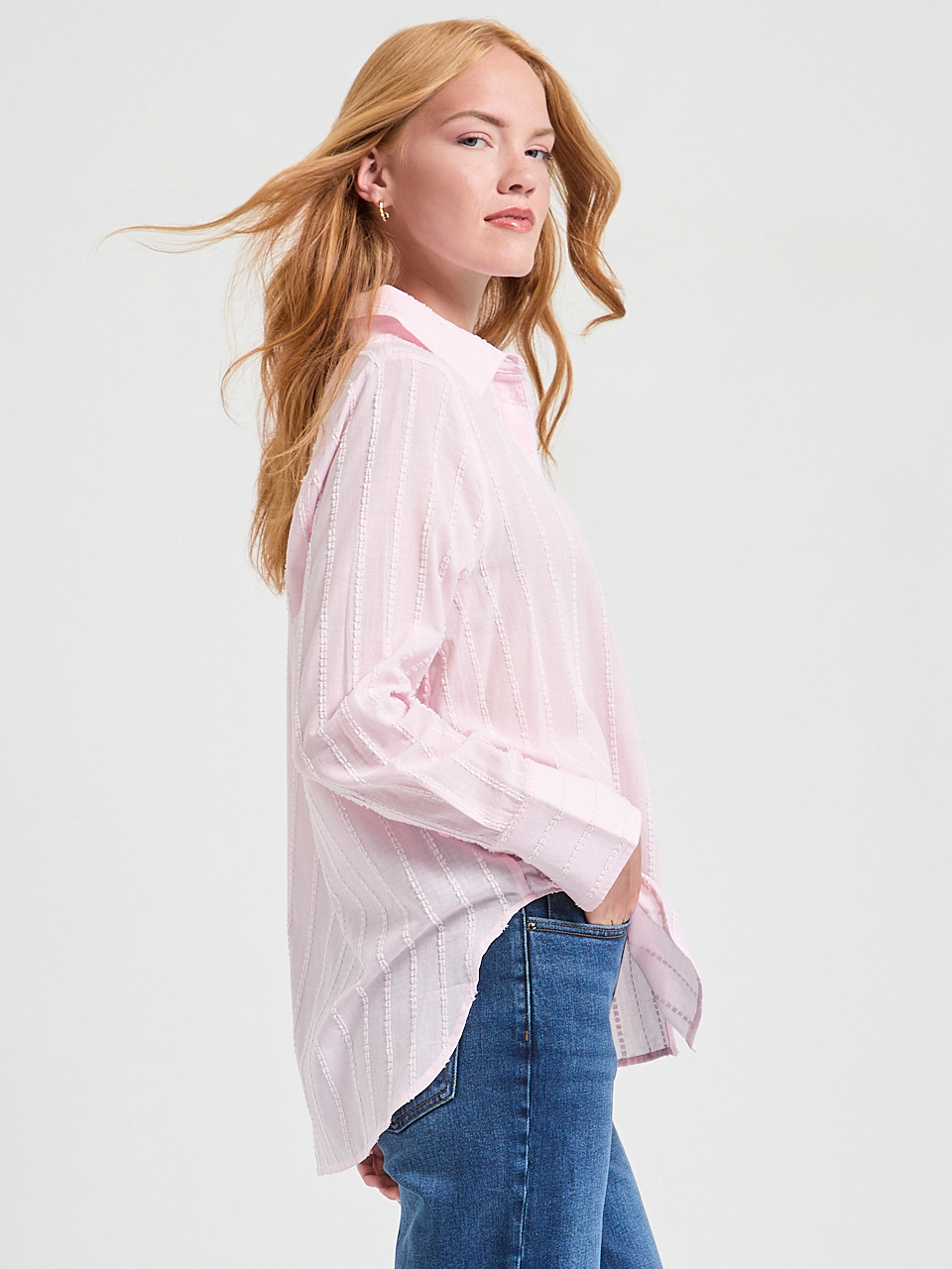 Long Sleeve Textured Woven Shirt