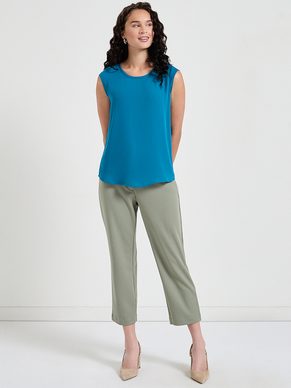 2-Layer Cap Sleeve Blouse