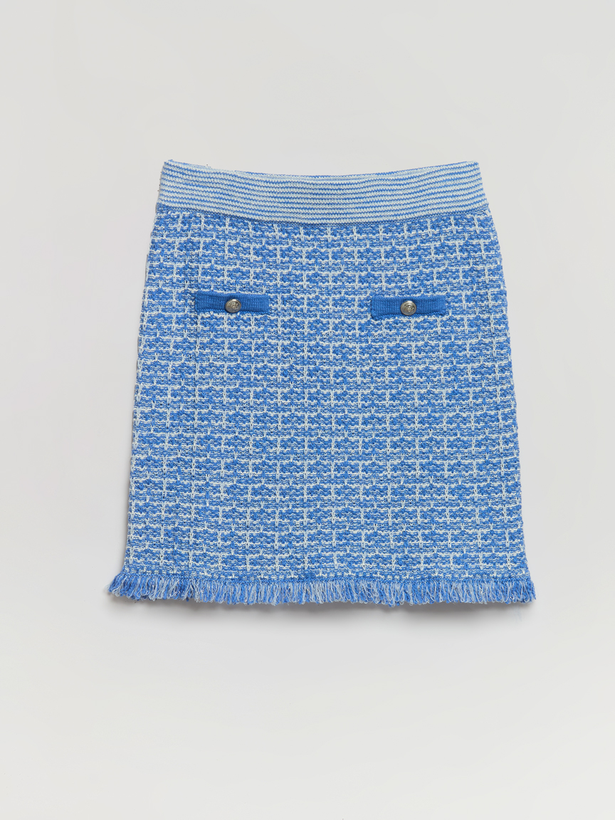 Tweed Skirt with Buttons