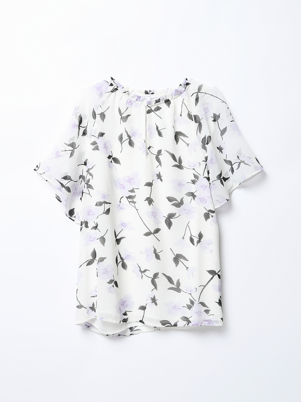 Short Flutter Sleeve Chiffon Blouse