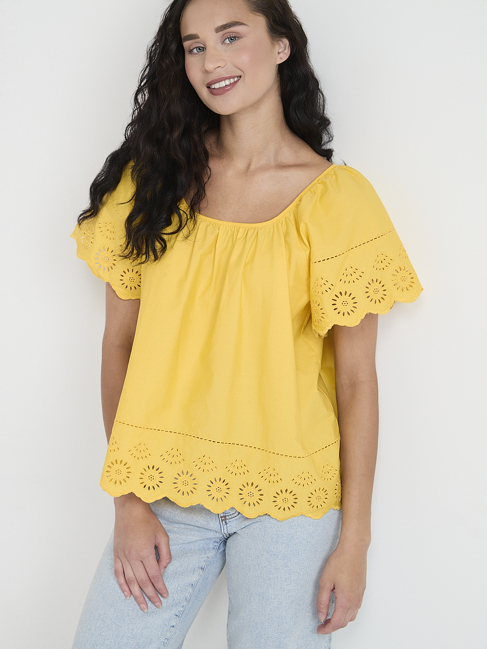 Short Sleeve Eyelet Top