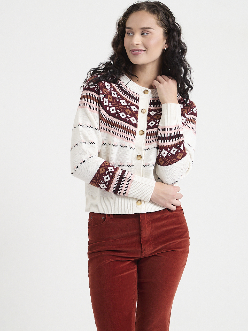 Lightweight Fair Isle Knit Cardigan
